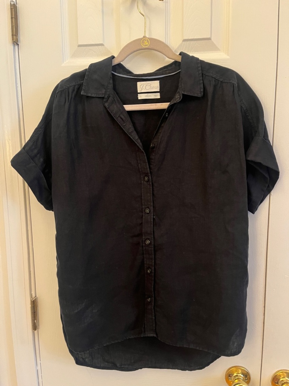J. Crew Black Short-Sleeve Button Down Shirt